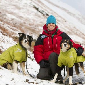 Search and rescue dogs Sam and Gus with Karen